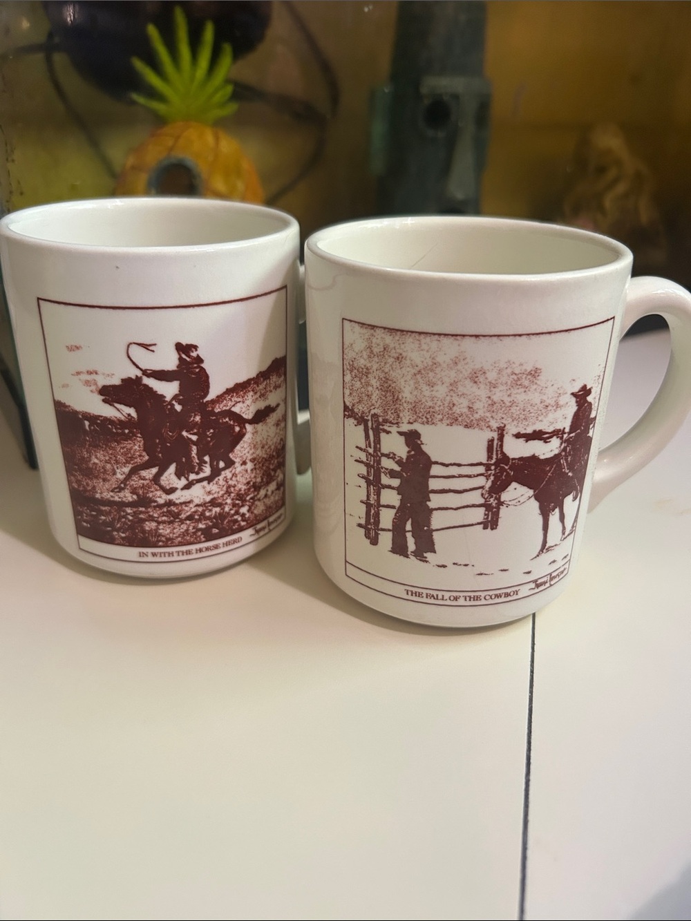 Remington White Cowboy Graphic Ceramic Mug - Set of 2